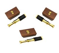 Telescopio de Mano de latón con Caja de Madera de 6 Pulgadas, navegación Pirata