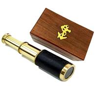 Telescopio de Mano de latón de 6 Pulgadas con Caja de Madera, navegación Pirata con Ancla Caja de Madera rústica Vintage decoración del hogar Regalos