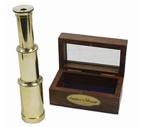 Telescopio de mano de latón de 6 pulgadas con caja de madera, navegación pirata, rústico, vintage, decoración del hogar, regalos