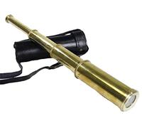 Telescopio de mano de latón macizo de 15" - Cristal espía pirata con funda de cuero negro