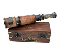 Telescopio de mano de latón marítimo marineros obra maestra con caja de madera pirata Spyglass