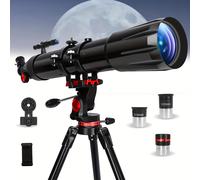 Telescopio de potencia con una de 90 mm, diseñado para astronomía. tres oculares, un adaptador para teléfono y una bolsa de transporte, lo que lo para camping, observación de la y educación.
