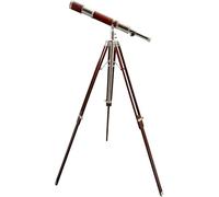 Telescopio de tubo de latón antiguo, acabado marrón y níquel, hecho a mano, de alto aumento, diseño auténtico, trípode de madera, decoración del hogar y la oficina