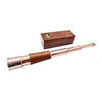 Telescopio de vidrio espía de decoración antigua hecho a mano | con caja | for I Know The Plans I Have for You, telescopio funcional hecho a mano de cuero con acabado cromado/cobre | para niños | 18