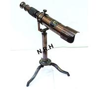 Telescopio de Vidrio espía de latón Antiguo con trípode de Mesa, decoración de Oficina y hogar