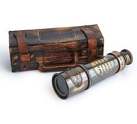 Telescopio de vidrio espía de latón antiguo de 1920 de 15 pulgadas con funda de cuero de alta calidad, visión clara plegable de 15x, pirata vintage y explorador coleccionable para vela, observación de