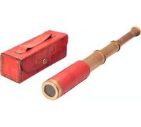 Telescopio funcional vintage de vidrio espía - Instrumento marinero de latón marítimo con funda de cuero, época de Londres de los años 20, perfecto para decoración del hogar y la oficina