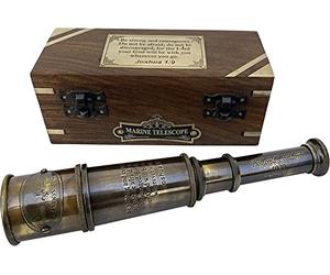 Telescopio grabado "Be Strong and Courageous, Do Not Be Afraid" con caja de madera, inscripción "The Scripture Joshua" 1:9, regalo de confirmación, regalo de bautizo.