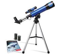 Telescopio lunar de la NASA para niños - Capaz de hacer 90 aumentos, incluye dos oculares, trípode de mesa, mira y guía de aprendizaje a todo color (idioma español no garantizado), el regalo perfecto para un joven astrónomo
