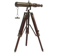 Telescopio marítimo antiguo de latón con trípode ajustable