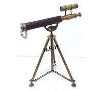 Telescopio marítimo de latón Antiguo de Doble Barril Hecho a Mano artículo Mate trípode