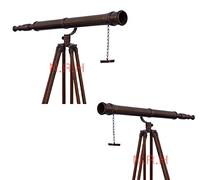 Telescopio marrón de pie de latón Funcional 27 Pulgadas telescopio con Base de trípode de Madera
