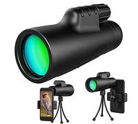 Telescopio monocular 10x42 con trípode para Soporte para teléfono Inteligente, Alcance monocular portátil de Alta Potencia Impermeable HD con Transparente para observación de Aves Caza Senderismo