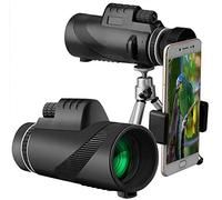 Telescopio Monocular 40x60 h Potencia IPX5 Impermeable Luz Baja con Prisma BAK4, Telescopio para Teléfono Inteligente con Soporte y Trípode Ajustable para Teléfono Móvil Observación de Aves Caza