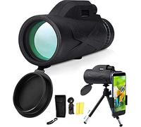 Telescopio monocular 80x100 Smartphone, Dispositivo monocular HD de Alta Potencia Impermeable Potente telescopio con Soporte para teléfono móvil trípode para observación de Aves Senderismo Turismo