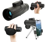 Telescopio monocular con Soporte para Smartphone, trípode, Correa de Mano para Adultos, 12 x 50 HD de Alta Potencia, Compacto, Resistente al Agua, monocular con Transparente para observación