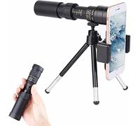 Telescopio monocular con Zoom súper teleobjetivo de 4k 10-300x40 mm, con monocular Extensible Ultraligero con Soporte para teléfono Inteligente, trípode Giratorio para Acampar, Viajar, conci