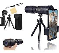 Telescopio monocular con Zoom superteleobjetivo 4K 10-300X40 mm con Soporte para teléfono Inteligente y trípode para Viajes en la Playa Observación de Aves Camping