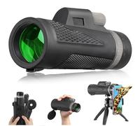 Telescopio monocular de 10-12 x 50 con prismas BAK4 y lente FMC, mini telescopio portátil con trípode adaptador de teléfono inteligente, monoculares compactos HD impermeables para adultos, observación