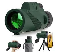 Telescopio monocular de 12 x 50 con prismas BAK4 y lente FMC, mini telescopio portátil con trípode adaptador de teléfono inteligente, monoculares HD compactos impermeables para adultos, observación de