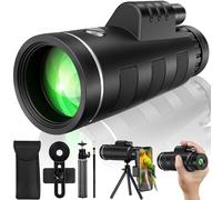Telescopio monocular de 40 x 60 pulgadas con adaptador de smartphone, prisma BAK4 de alta potencia, monocular FMC para adultos, telescopio compacto de baja visión para vida silvestre, caza, camping