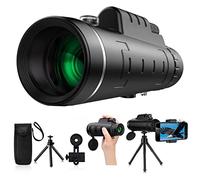 Telescopio monocular de alta potencia HD de 12 x 50 con soporte para smartphone y trípode para adultos y niños, prisma Bak4, monocular impermeable, alcance monocular para caza, camping, observación de