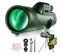 Telescopio Monocular HD 80X100, Telescopio Prisma Bak4 con Zoom De Largo Alcance De 8000M con/sin Trípode, Clip For Teléfono, Caza, Camping Al Aire Libre(Green with Tripod)