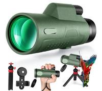 Telescopio monocular HD de 12 x 50 para adultos con adaptador de smartphone, correa de mano para trípode, monoculares de alta potencia equipados con prisma grande y lente FMC, adecuado para