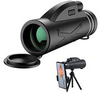 Telescopio monocular HD de 80 x 100 con soporte para smartphone, trípode, impermeable, monocular para observación de aves, camping, senderismo, viajes