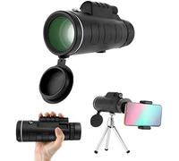 Telescopio monocular HD para teléfono celular 40x60 alcance monocular con soporte para teléfono celular, trípode para observación de aves, camping, senderismo