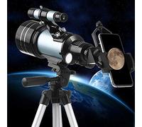Telescopio monocular, telescopios para niños Adultos para astronomía, telescopio Refractor de 70 mm con trípode y buscador, HD con Poca luz con Adaptador para teléfono Inteligente y Filtro Lunar