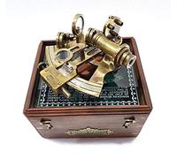 Telescopio náutico antiguo marítimo sextante, instrumentos de navío con caja de madera