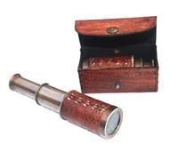 Telescopio náutico de latón pirata de mano con caja/funda, decoración del hogar marinero, regalo de barco pirata, barco marinero, spyglass, telescopio de mano plegable de latón, coleccionable y