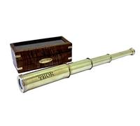Telescopio náutico de mano de latón con caja de madera, pirata, vidrio espía de 15 pulgadas, rústico, vintage, decoración del hogar, regalos