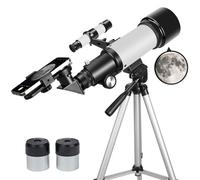 Telescopio para Adultos Principiantes, 70 mm de Apertura, 400 mm, Montaje AZ, Refractor óptico, telescopio portátil, telescopio de Viaje con trípode Adaptador de teléfono