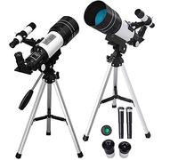 Telescopio para astronomía niños Adultos Principiantes, telescopio Refractor astronómico de 300 mm de Apertura de 70 mm con trípode/óptica Multicapa/Alcance buscador para Adultos y niños El Doble