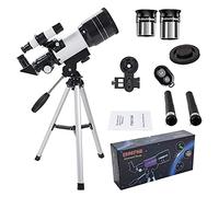 Telescopio para niños adultos principiantes, 70 mm de apertura, 300 mm, telescopio refractor astronómico, trípode y buscador, telescopio de viaje portátil con adaptador para teléfono inteligente y co
