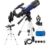 Telescopio para niños, Adultos, Principiantes en astronomía, telescopio Refractor de Apertura de 70 mm para astronomía con trípode/Adaptador de teléfono/Obturador de Alambre/Filtro Lunar/Mochila