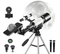 Telescopio para niños, adultos, principiantes, telescopio refractor astronómico 150X, apertura de 70 mm, telescopios profesionales de astronomía HD con trípode ajustable, adaptador de teléfono y