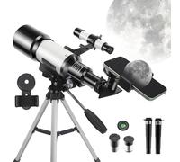 Telescopio para niños adultos principiantes, telescopio refractor astronómico 150X, telescopios HD profesionales de apertura de 70 mm con trípode ajustable, adaptador de teléfono y filtro de luna