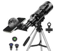 Telescopio para niños Astronomía 150X Telescopio refractor astronómico telescopio portátil 70/300 mm con trípode ajustable adaptador de teléfono para niños regalo de observación de estrellas (negro)