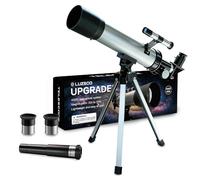 Telescopio para niños de 50 mm, 100 aumentos para principiantes, telescopio plateado con trípode, 2 oculares, juego de alcance, regalo de astronomía educativa STEM para niños y niñas de 6 a 12 años