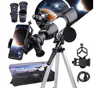 Telescopio para niños Principiantes Adultos, telescopio Refractor astronómico de 70 mm con trípode, telescopio portátil Regalo para niños (Blanco y Negro)