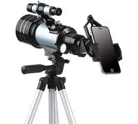 Telescopio para niños Principiantes en astronomía: telescopio Refractor astronómico de Gran Aumento con Apertura de 300 x 70 mm con Adaptador para teléfono y trípode Vision