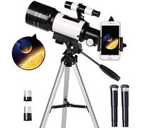 Telescopio para niños Principiantes, telescopio Refractor astronómico de 70 mm de Apertura y 300 mm, trípode y buscador, telescopio de Viaje portátil con Adaptador para teléfono Inteligente y Control