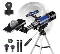 Telescopio para niños, telescopio astronómico HD de aumento de 150X, apertura de 70 mm, telescopios astronómicos portátiles con trípode ajustable, adaptador de teléfono y filtro de luna para regalo de