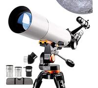 Telescopio para principiantes, adultos, telescopios refractores astronómicos de 80 mm con trípode ajustable en altura, soporte para teléfono, filtro lunar, 3XLens para ver el paisaje natural