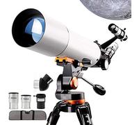 Telescopio para Principiantes, Adultos Telescopios refractores astronómicos de 80 mm con trípode Ajustable en Altura Soporte para teléfono Filtro Lunar Lente Barlow 3X para Ver el Paisaje Natural