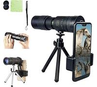 Telescopio Súper Teleobjetivo Zoom Monocular Telescopio Portátil Al Aire Libre, 4K 10-300X40Mm Alta Potencia HD Ligero Telescopio Lente Foco Prisma 30 * 30 con Trípode Y Clip Q1 Little Surprise