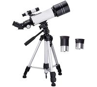 Telescopio Telescopio astronómico de 400/70 mm Telescopio Refractor con trípode Ajustable y Adaptador para teléfono Inteligente, telescopio portátil HD para Principiantes (Blanco)